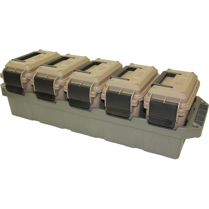 MTM 5-Can Ammo Crate Mini Cans, Gray, Made in USA - MTM Case-Gard