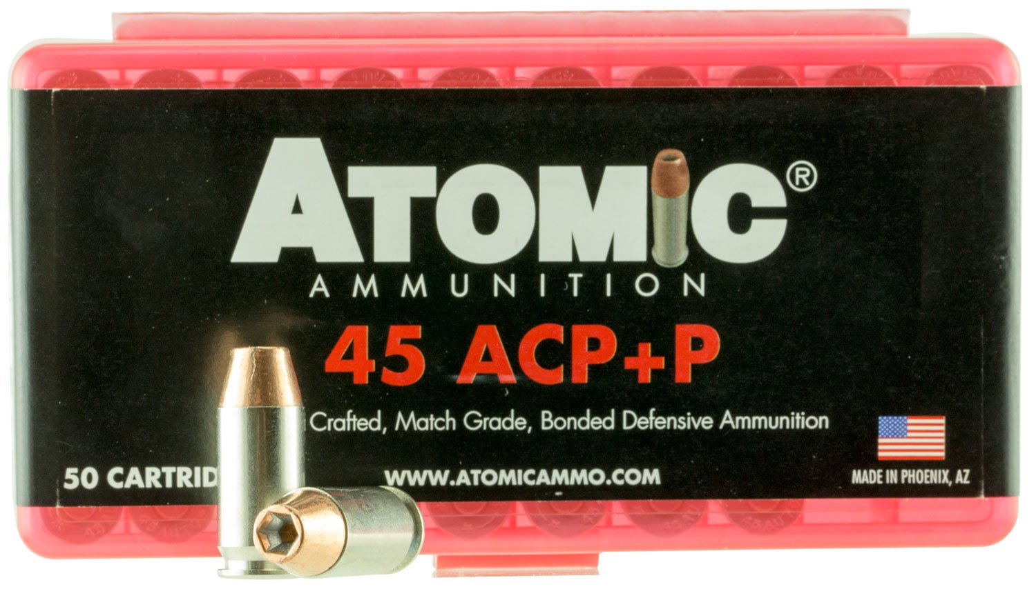 Atomic Ammunition 00412 45ACP +P 185gr Bonded Match Hollow Point 50/Box - Atomic Ammunition - 45 ACP