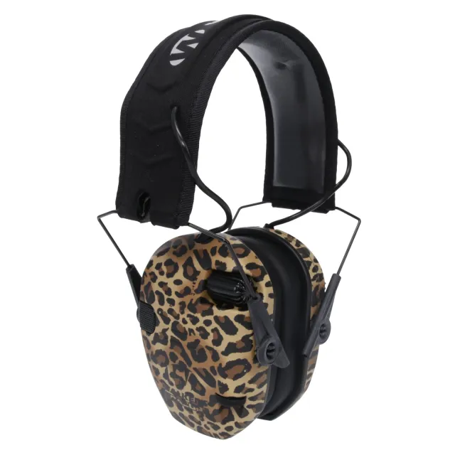 Walker's GWP-RSEM-LEO Razor Slim Electronic Muff NRR 23dB Leopard Print - Walker's