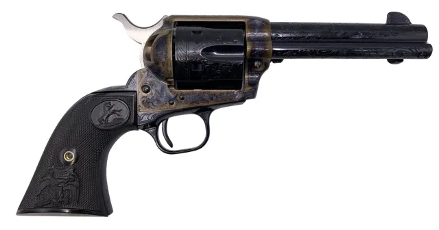 Colt P1840Z Single Action Army 45 Colt (LC) 6rd 4.75" Blued Engraved Steel Barrel & Cylinder Color Case Hardened Frame