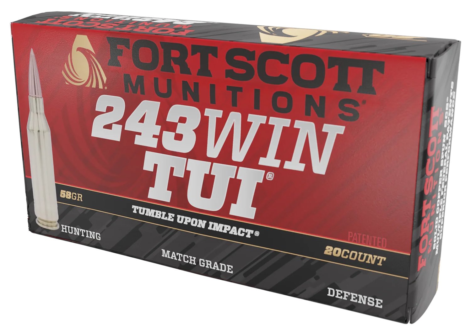 Buy Fort Scott Munitions 243058SCV .243 Win 58gr Solid Copper TUI Ammo 20 Rds online