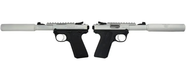 RUGER MARK IV 22/45 22LR PISTOL 4.4" T.B. WHITE 2-10RD MAGS