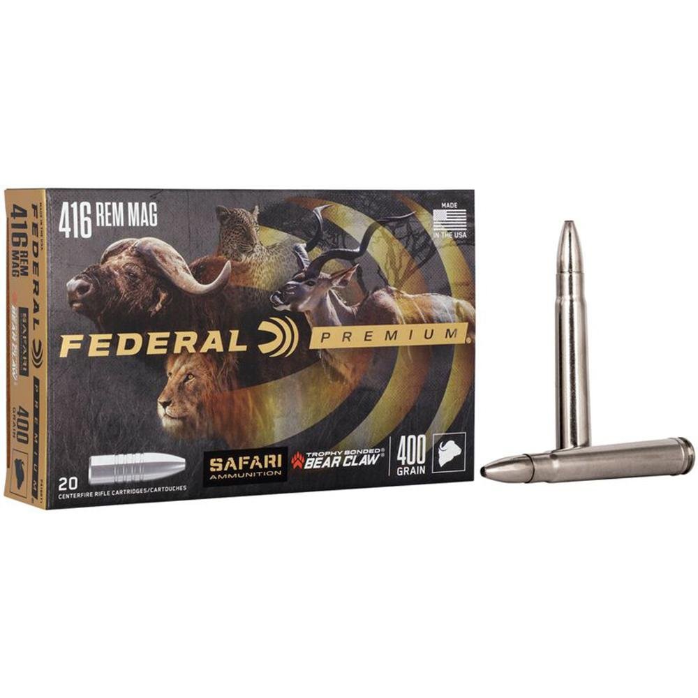 Federal Premium P416RT1 416 Rem Mag 400 Grain Trophy Bonded Bear Claw - Federal Premium Ammunition - 416 Rem Mag