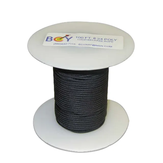Stiff Braided Polyester D Loop Material - BCY 24 Black 100 ft. - BCY
