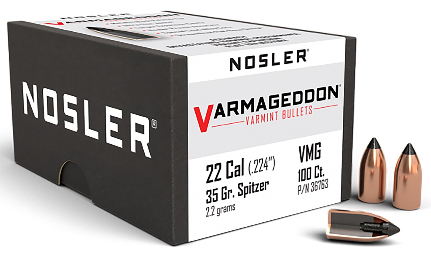 Nosler Varmageddon .224 35 Grain FB Tipped Bullets 100 Per Box - Nosler - .224