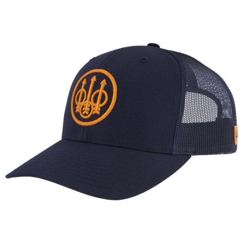 Beretta BC020T16520505 Straightpull Trucker Hat Navy/Orange Mesh Back - Beretta