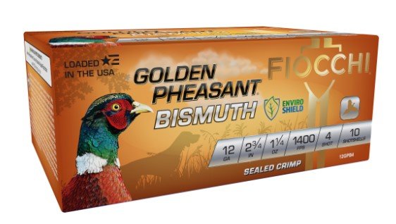 Fiocchi Golden Pheasant Bismuth #4 12 Ga 3" 1.25oz 1400fps 10rd Ammo 12GPB4 - Fiocchi - 12 GAUGE