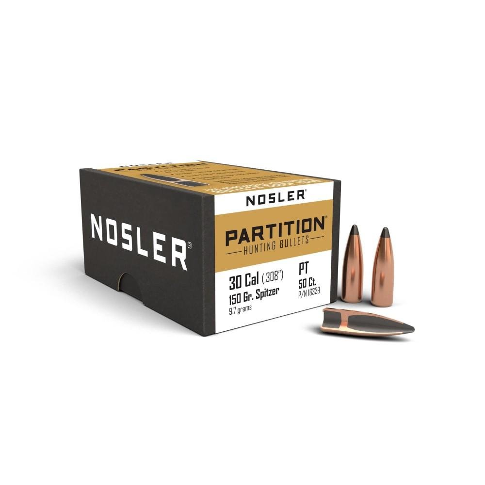Nosler Partition Bullets .30 Cal. 150 gr. Spitzer Point 50 pk. - Nosler - 30 CALIBER