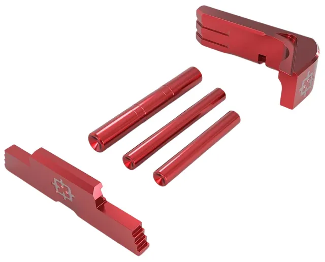 Cross Machine Tool Company Glock 43 3 Piece Upgrade Kit Red Aluminum - Cross Machine Tool Company - 3 PIECE