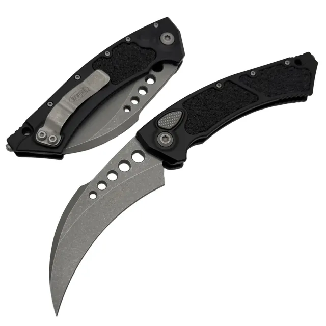 Microtech 166-10AP Hawk Auto Karambit 3.95 In Apocalyptic Black Handle - MICROTECH for sale at Iron and Lace