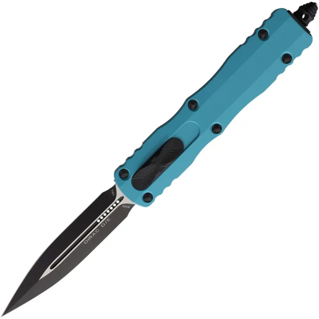 Microtech Dirac 225-1CN 2.92 In D/E Black Cyan ALU Handle - MICROTECH for sale at Iron and Lace