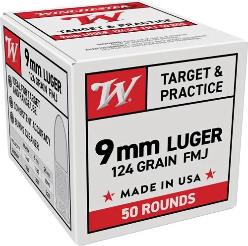 Winchester USA 9MM LUGER 124GR FMJ 50RD 20BX/CS
