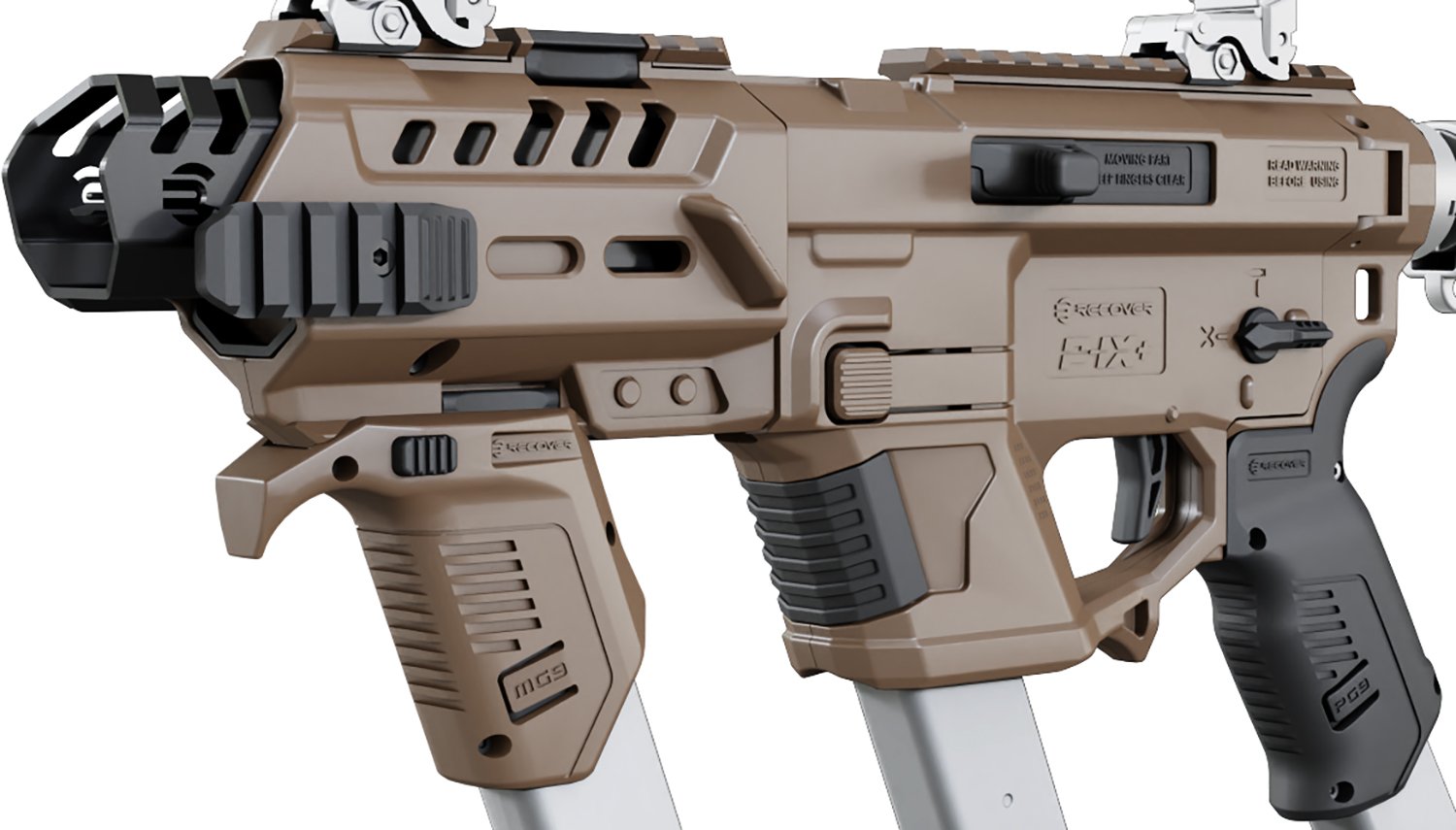 Recover Tactical PIXPMG02 P-IX+MG Metal Front Guard Tan with Mag Holder - Recover Tactical