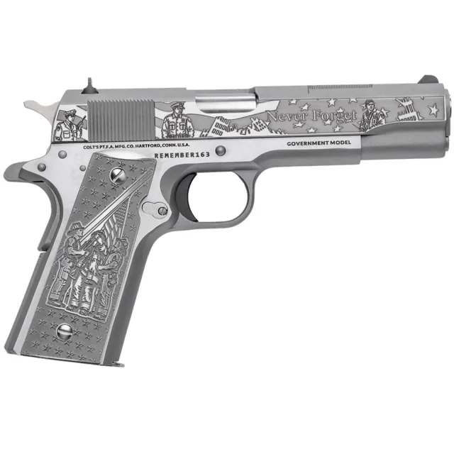 Buy COLT REMEMBER 9/11 1911 45ACP PISTOL STAINLESS ENGRAVED 25TH ANNIVERSARY, ENGRAVED ALUMINUM GRIPS online