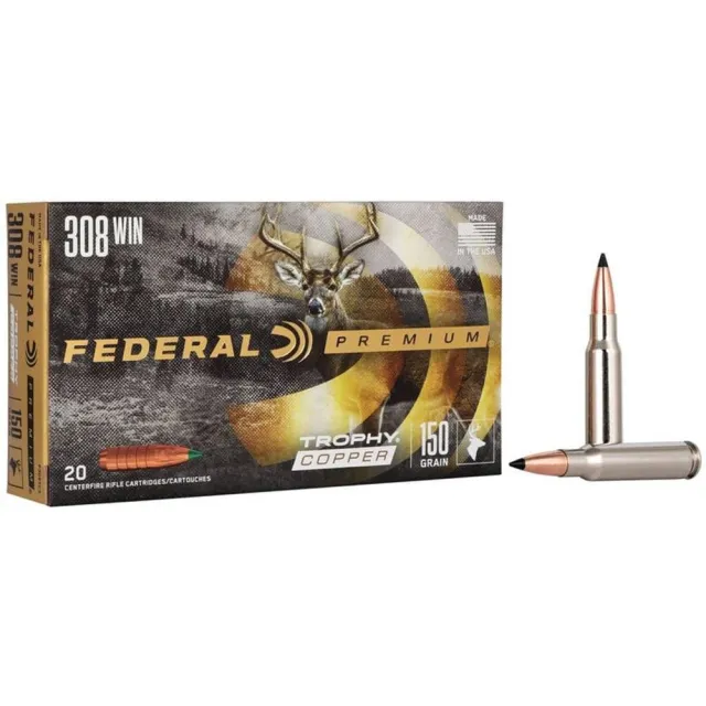 Federal P308TC3 308 Win 150 gr Trophy Copper Hunting Ammo 20/10 - Federal Premium Ammunition - 308 Win
