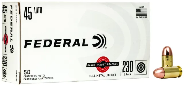 Federal Range Target Practice .45 ACP 230gr FMJ Ammo 50rds RTP45230