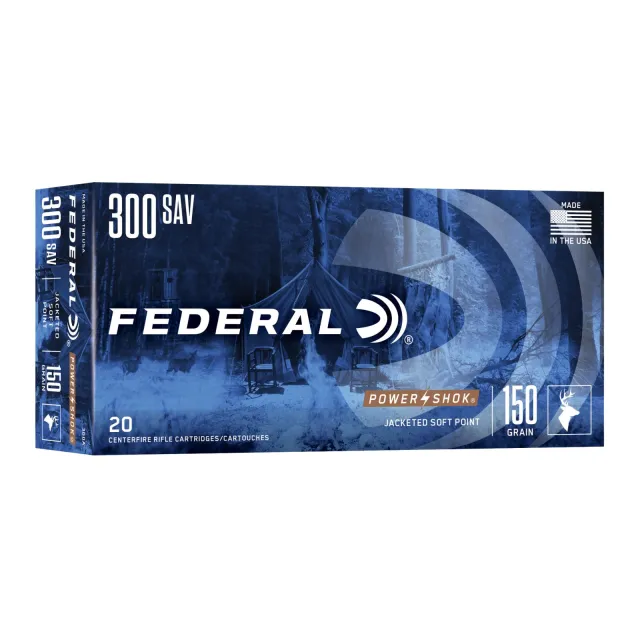 Federal Power-Shok 300 Savage 150 Grain Jacketed Soft Point 20 Rounds - Federal Premium Ammunition - 300 Sav