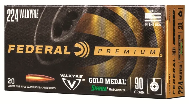 Buy Federal Premium Gold Medal .224 Valkyrie 90gr Sierra MatchKing BTHP 20 Rds online