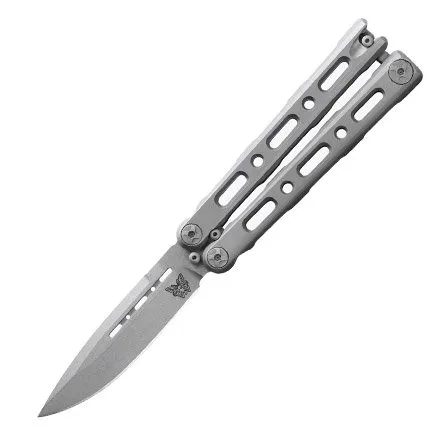 Benchmade 82 Laro Titanium Balisong Drop Point Gray 6AI-4V Handle