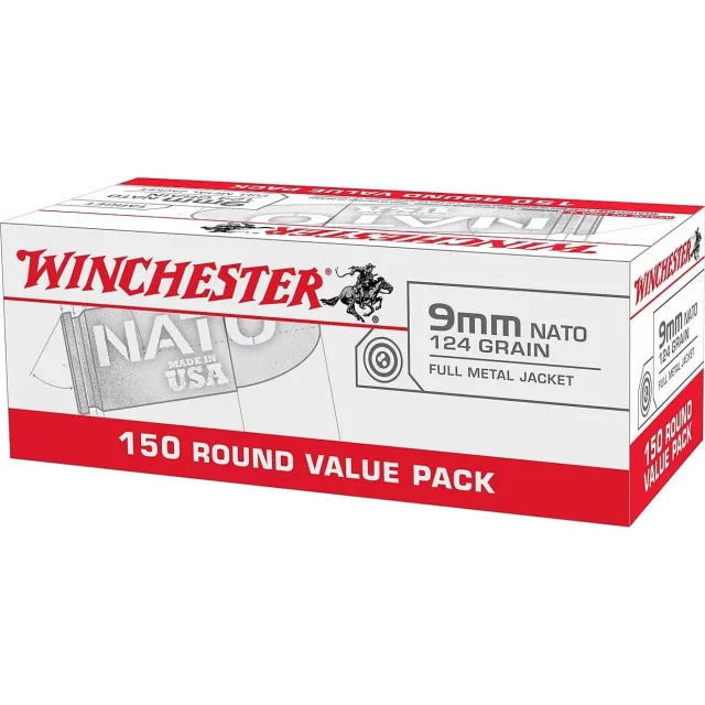 Winchester USA9NATO 9mm Luger 124gr FMJ 150 Rounds Value Pack
