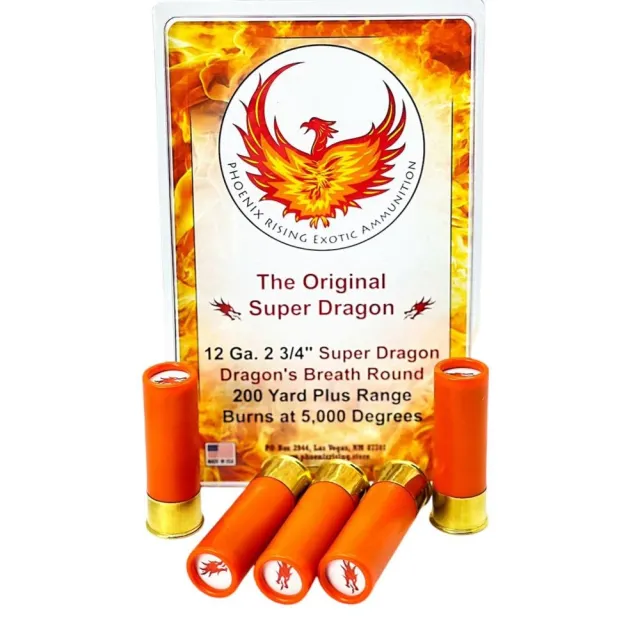 Phoenix Rising Super Dragon Dragon's Breath Shotshell 12 ga 2-3/4 200yd 5/ct - Personal Security Products - 12 Gauge