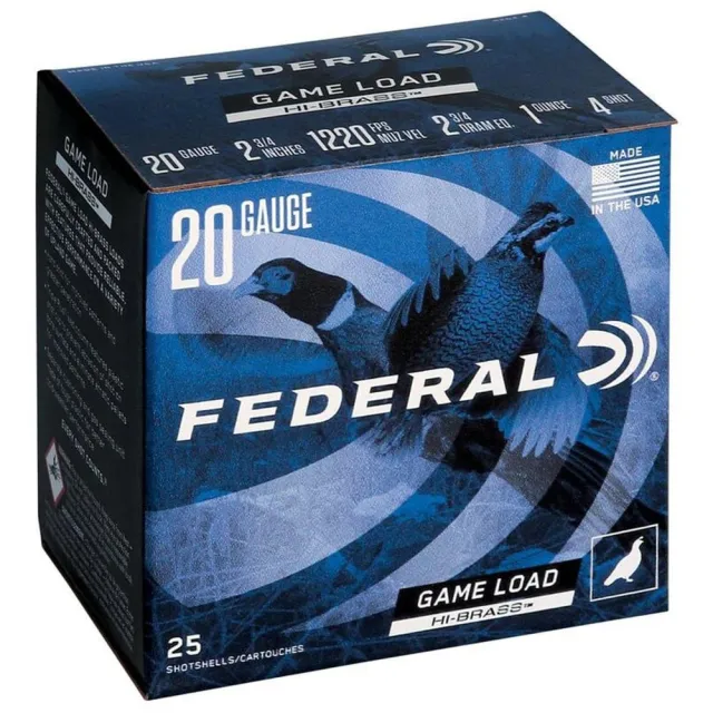 Federal H2044 Game-Shok 20 Gauge 2.75 in 1 oz #4 Shot 25 Rounds - Federal Premium Ammunition - 20 Gauge