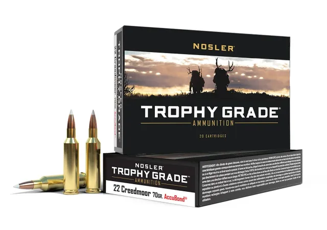 Nosler 60152 Trophy Grade 22Creedmoor 70gr AccuBond 20 Per Box/10 Case - Nosler - 22 Creedmoor