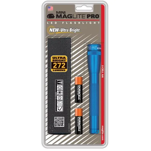 Mag Instrument Mini Maglite Pro LED 2 AA Flashlight - Holster Pack - Blue - Maglite