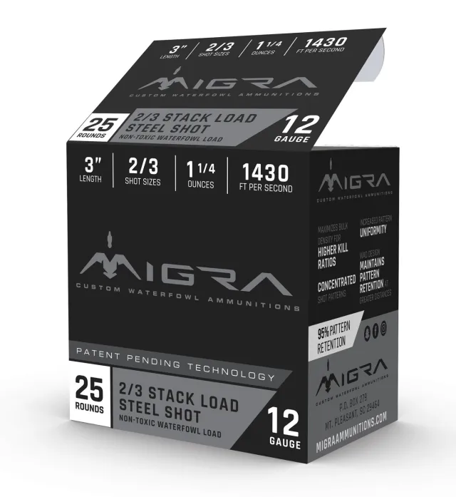 Migra Ammunitions M12S23 12 Gauge 3" 1 1/4 oz 2/3 Shot 1430 FPS 25 Rounds - Migra Ammunitions - 12 Gauge