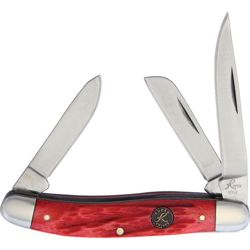Roper Knives Stockman Chaparral Series Pocket Knife 3 Blades 2-1/2 Red Bone - Rock Ridge Outdoors