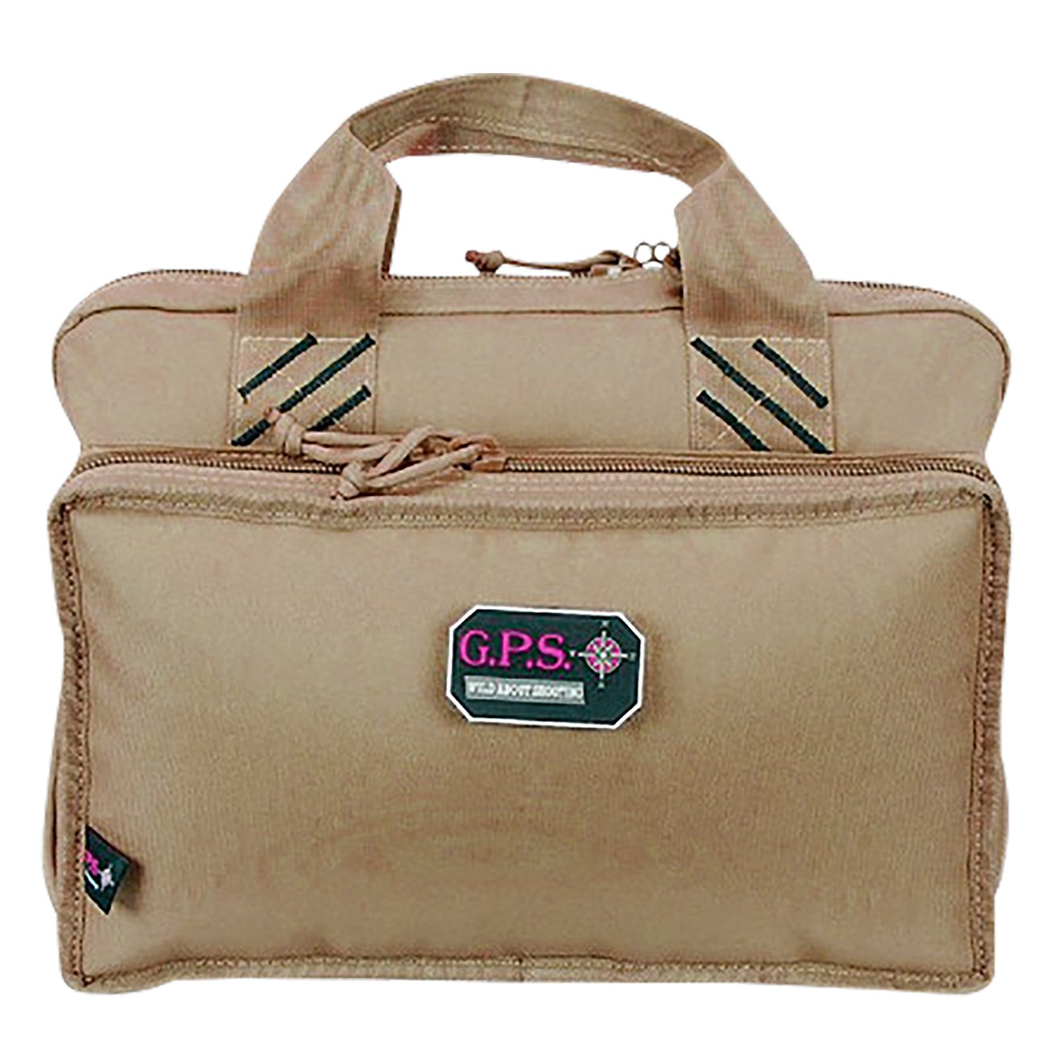 GPS 1310PCT Quad Pistol Range Bag Tan Holds 4 Handguns Lockable Zippers - GPS