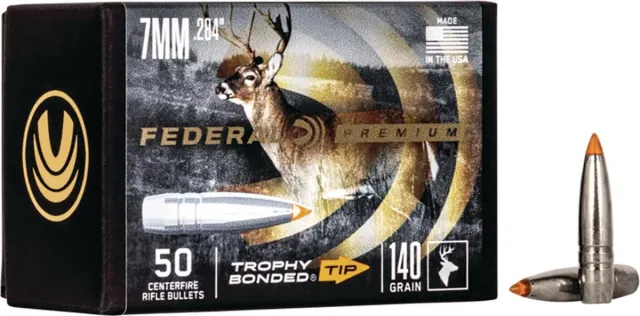 Federal PB284TT140 7mm 140gr Trophy Bonded Tip Boat Tail Bullets 50/Box