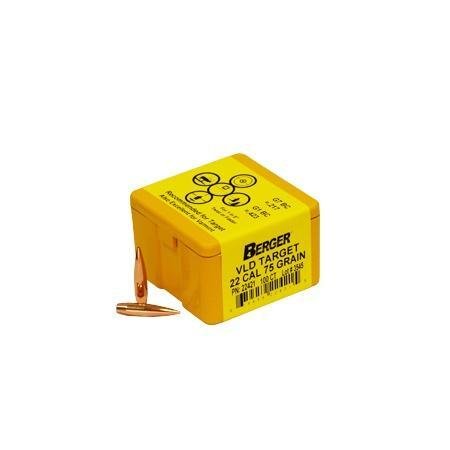 Berger 22421 22 Cal 75gr VLD Boat Tail Bullets 100/Box - Berger Bullets - 22 CALIBER