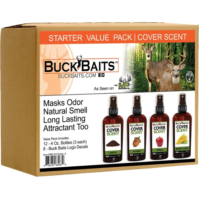 Buck Baits BBCS12STARTER-A Cover Scent Kit Earth/Acorn/Apple/Corn 3oz Each - Buck Baits
