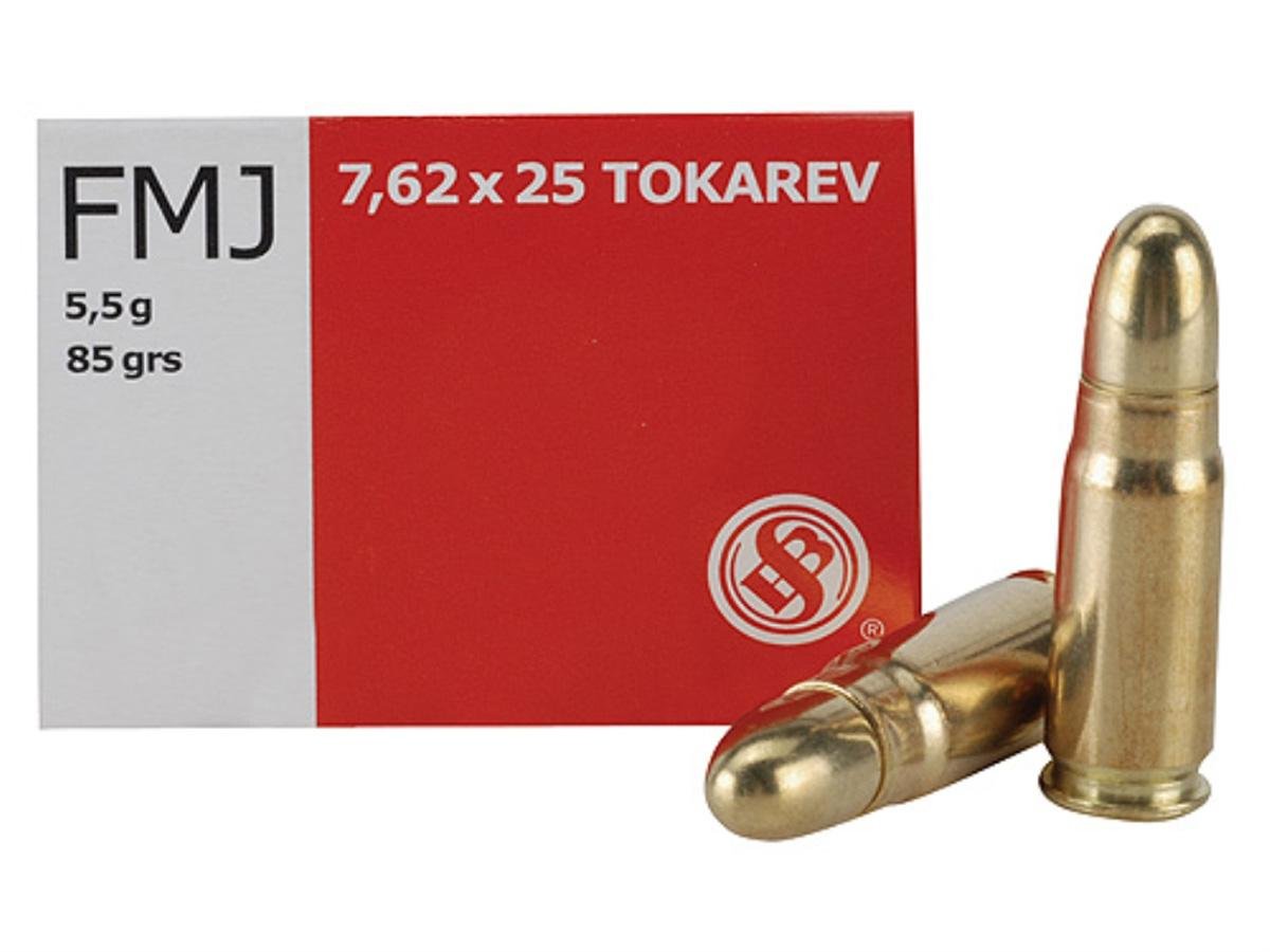 Sellier & Bellot SB762TOK 7.62x25mm Tokarev 85gr FMJ 65rd - Sellier & Bellot - 7.62x25mm Tokarev