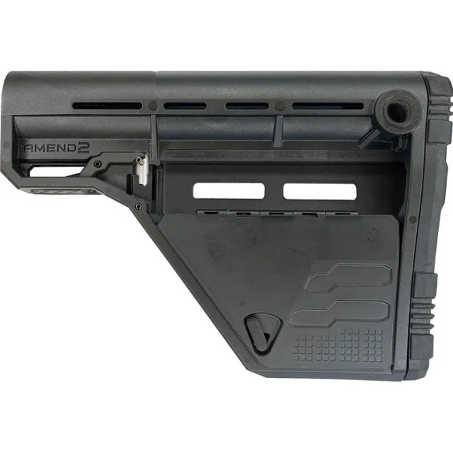 Amend2 A2AMSLOWSBLK Modular AR-15 Stock, M-LOK, Black, Storage Compartment - Amend2