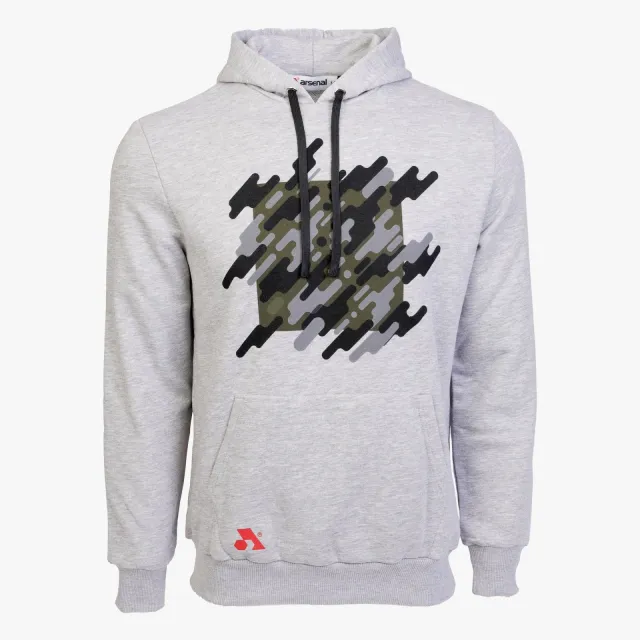 Arsenal Medium Beige Cotton-Poly Relaxed Fit Graphic Pullover Hoodie - Arsenal
