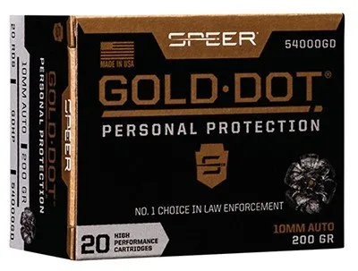 Speer 54000GD Gold Dot 10mm 200gr Hollow Point Ammo 20 Rounds - CCI - 10mm Auto