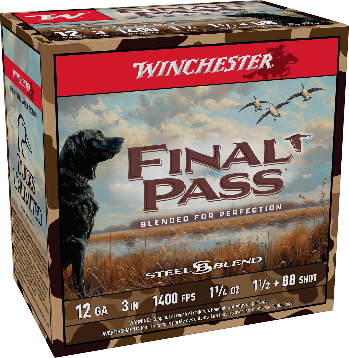 Winchester Final Pass Shotshells 12 ga 3 1-1/4 oz 1400 fps #1.5 & #BB 25/ct - Winchester - 12 GAUGE