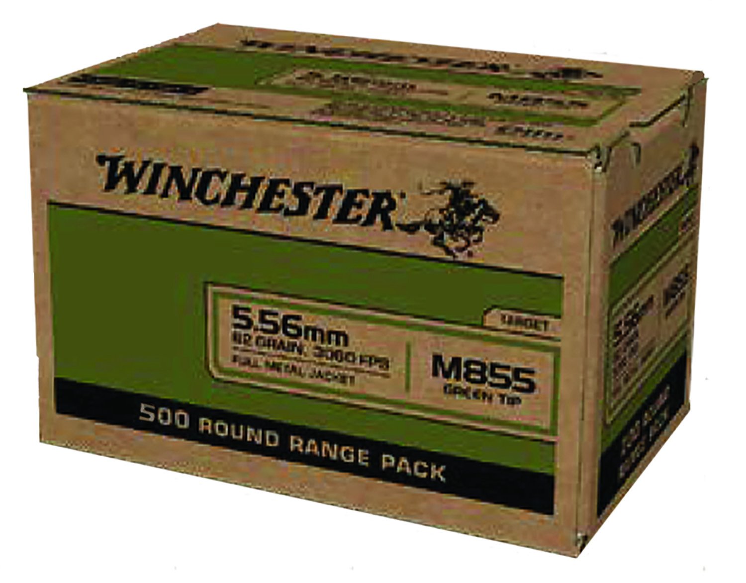 Winchester USA M855 5.56 NATO 62 Grain FMJ 500 Rounds Box - Winchester - 5.56x45mm NATO