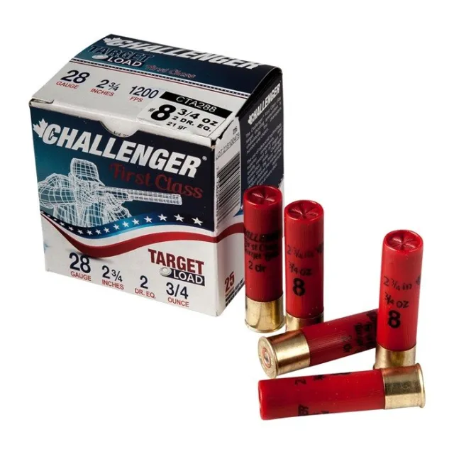 Challenger 40078 28 Gauge 2-3/4" 3/4 oz #8 Shot Ammo 250/Case