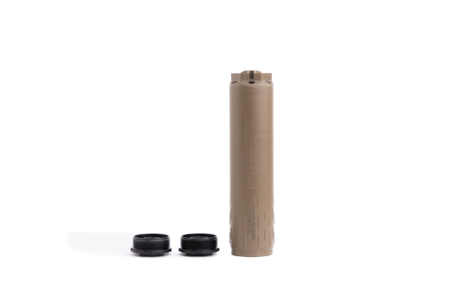 Huxwrx 3728 Flow Range 36 Ti DT .36 Caliber Flat Dark Earth Cerakote NFA - Silencer - HUXWRX - .36 CALIBER