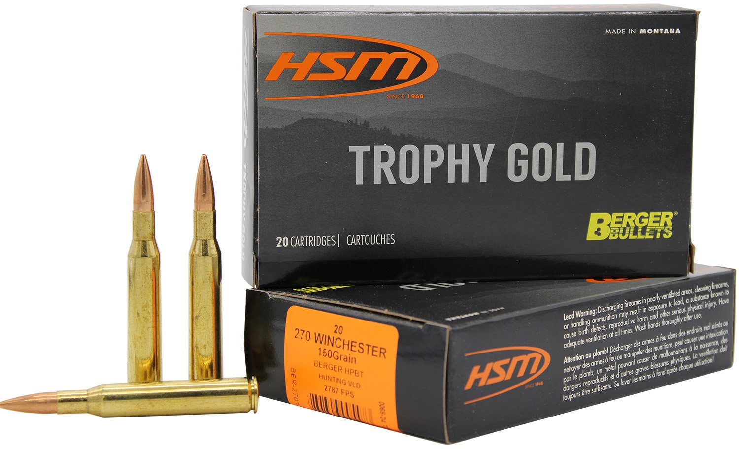 Buy HSM 270150VLD Trophy Gold 270 Win 150gr Berger VLD 20 Rounds online
