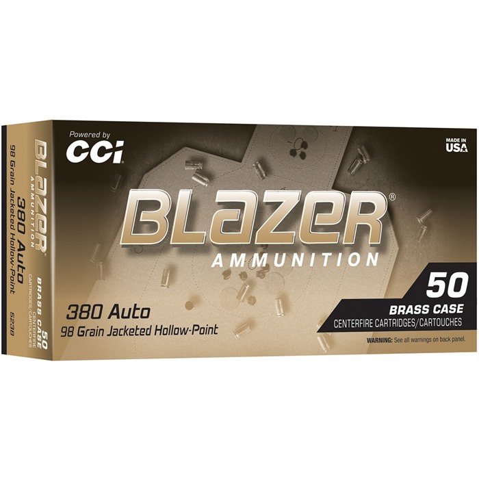 CCI 380 Auto 98gr Blazer Brass JHP 50 Rounds - C.C.I. - 380 Auto