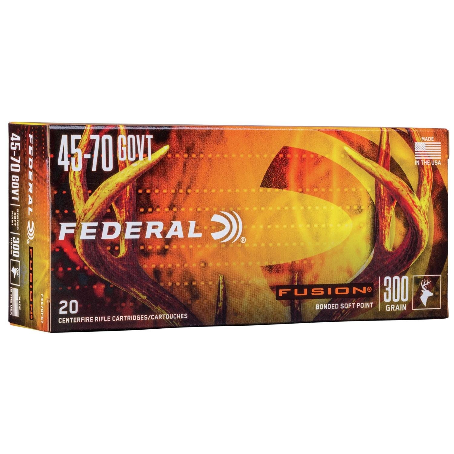 Federal F4570FS1 Fusion Hunting 45-70 Gov 300 gr Soft Point 20 Per Box/ 10 Cs - Federal Premium Ammunition - 45-70 Gov