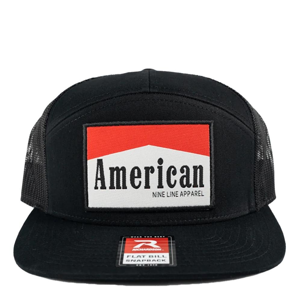 Nine Line Apparel American 7-Panel Richardson Trucker Hat Black - Nine Line Apparel