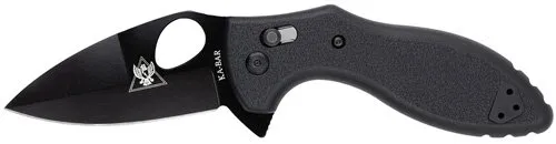 KABAR TDI Flipper Knife - 3" Plain Edge Blade, AUS8A Steel, Black 2490 - Ka-Bar