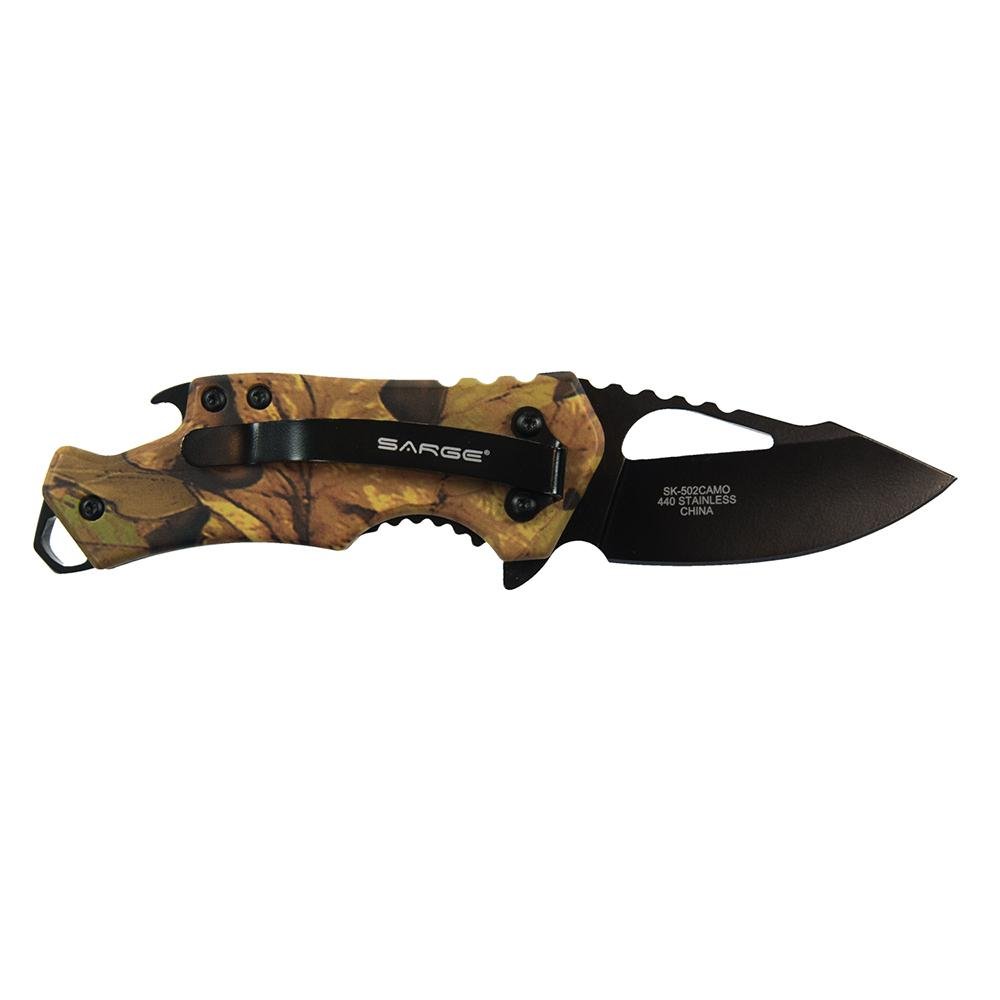 SARGE SK-502CAMO Camo Fuse 2.75" Pocket Knife with Bottle Opener - Sarge Knives