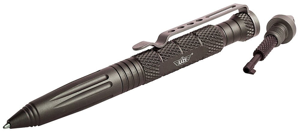 Uzi Tactical Pen UZITACPEN6GM Gun Metal Aluminum 6 In Glass Breaker - Camp Chef - 6"