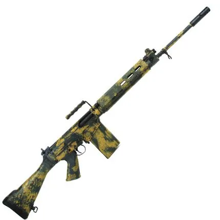 SA58 FAL .308 21" Bush Tracker Traditional profile barrel Custom Camo finish Fixed stock